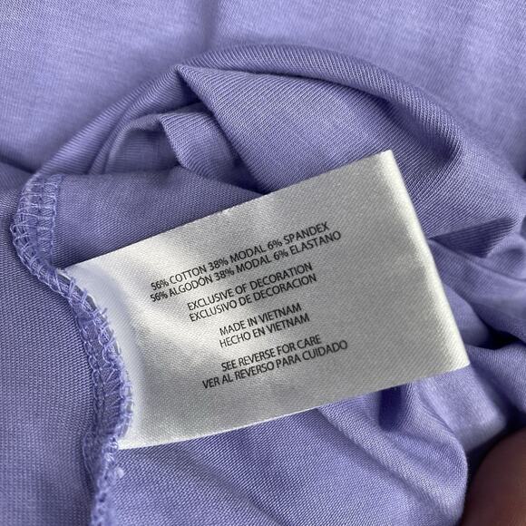 Banana Republic T-Shirt XL Womens Purple Cozy Slub V Neck Cuffed Short Sleeve - Picture 8 of 9